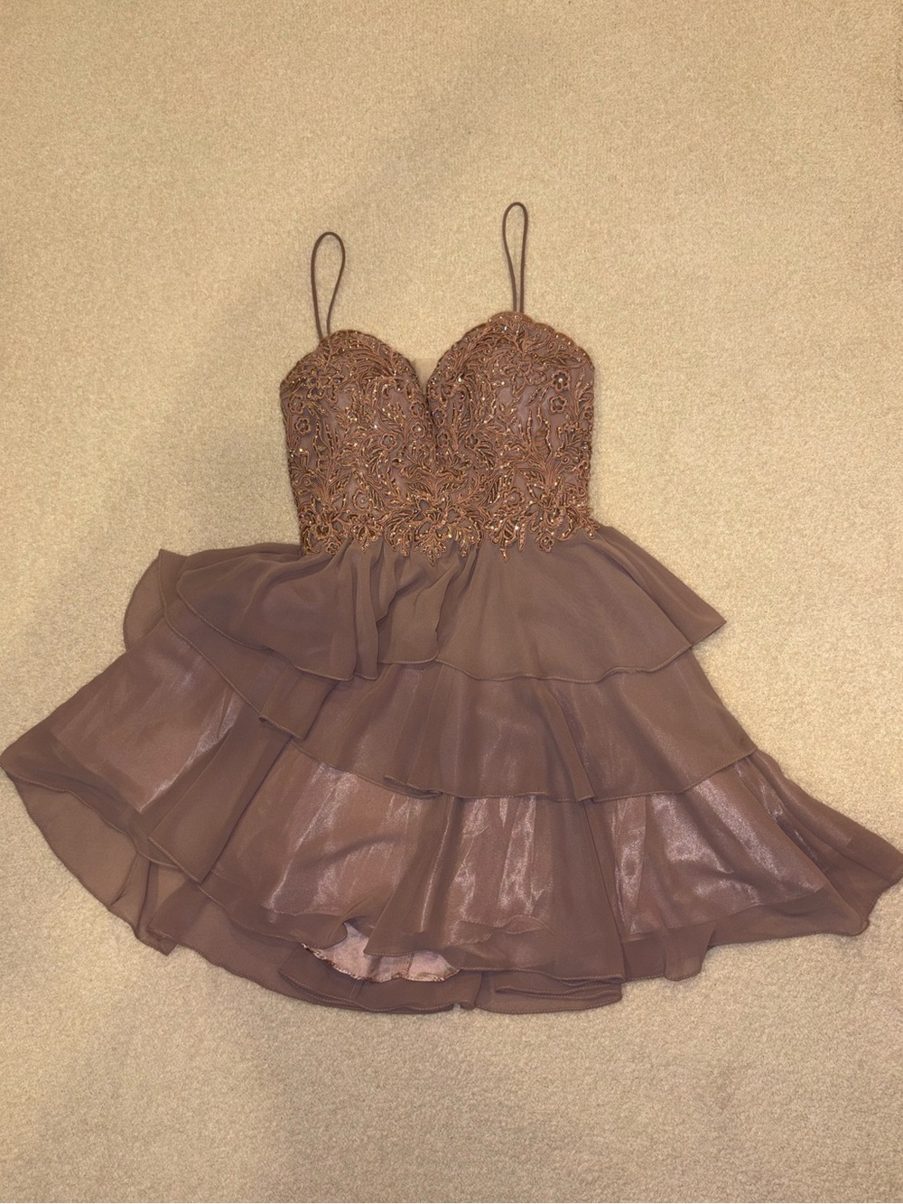 Pink/Mauve Sparkly Ruffled Formal Dress